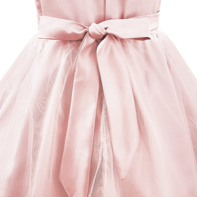 Acecharming Girls Dresses Sequin Flower Girls Party Dress Bridesmaid Ball Gown Wedding Tulle 3-10 Years Pink - Image 5